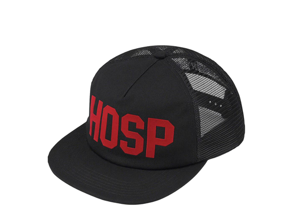 black red supreme HOSP 5 panel hat