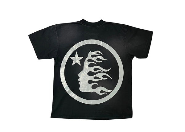 Hellstar Gel Sport White Logo on Back of Black T-Shirt