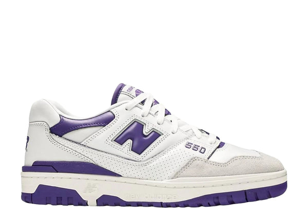 New Balance 550 white and purple sneakers