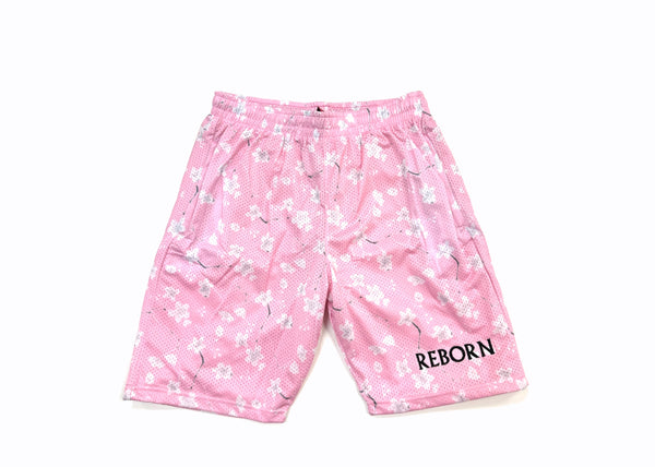 Reborn Toronto White Flowered Pink Mesh Shorts